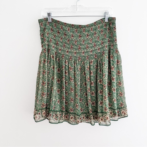 Max Studio Boho Floral Smocked Gathered Waist Georgette Skirt - Picture 7 of 7